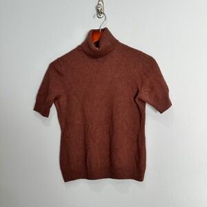 Neiman Marcus Cashmere Turtleneck Short Sleeve Sweater Women's L dark academia